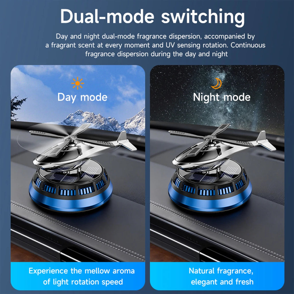 Solar Powered Air Freshener | Airplane Helicopter Rotatable Car Dashboard Decoratio additional angle