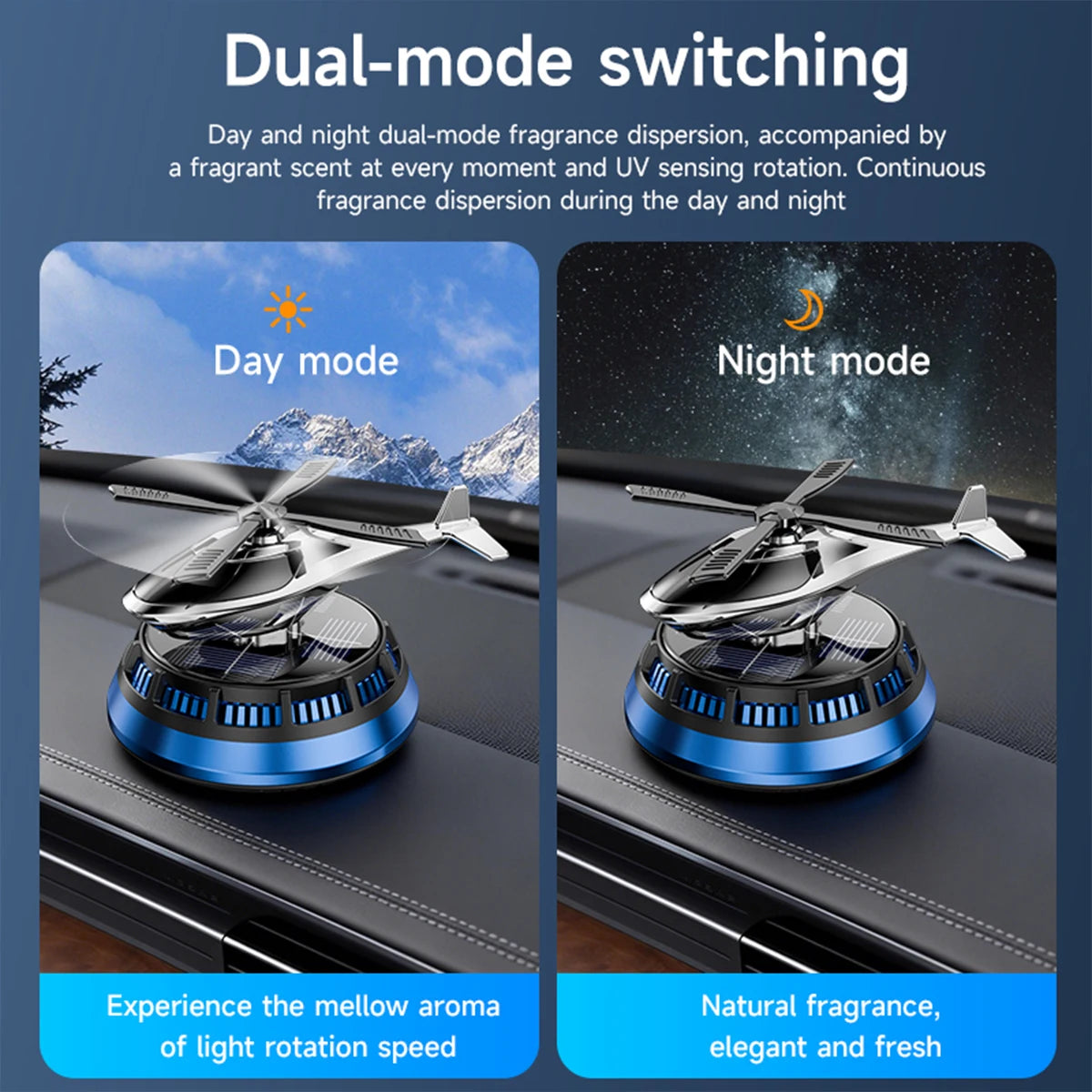 Solar Powered Air Freshener | Airplane Helicopter Rotatable Car Dashboard Decoratio additional angle