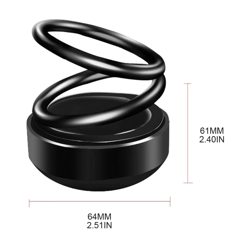 Car Suspended Rotating Double Ring Aromatherapy | Solar Car Air Freshener Ornament additional angle