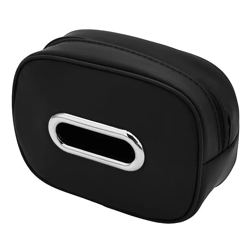 Nappa Leather Car Tissue Box Holder Sun Visor Backseat Center Console Napkin Storage C close-up view