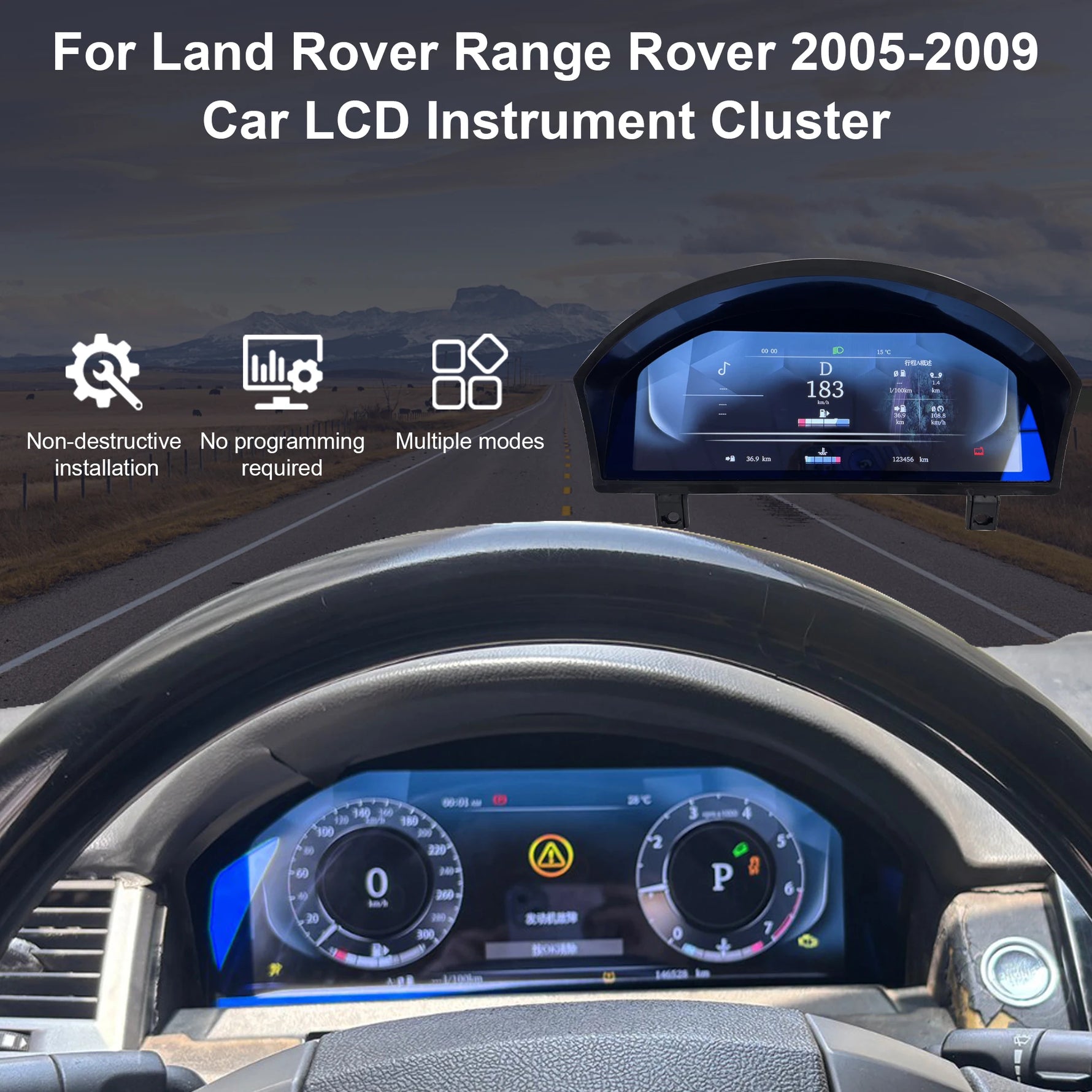 12.3 Inch Digital Cluster Dashboard for Land Rover Discovery 3 Range Rover Sport 2005-20 detail view
