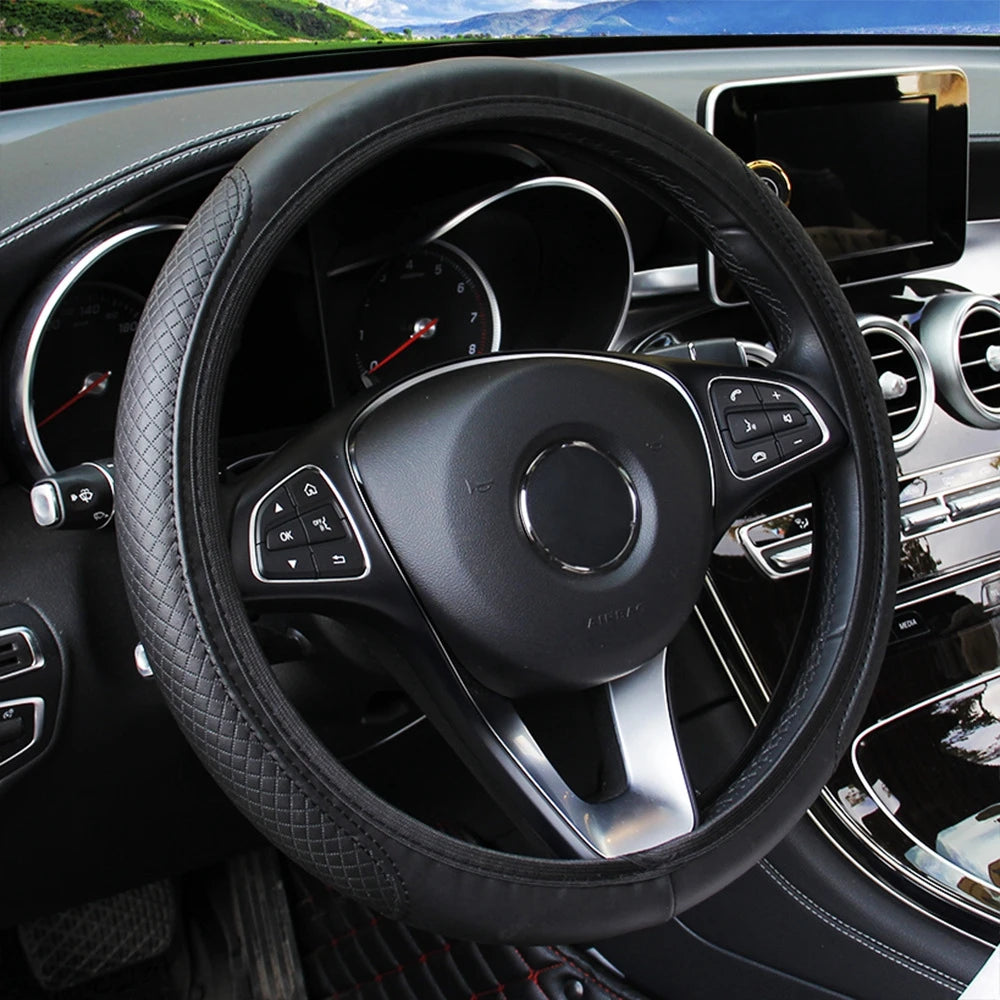Universal Car Steering Wheel Cover Breathable Anti Slip PU Leather Steering Covers Suita detail view