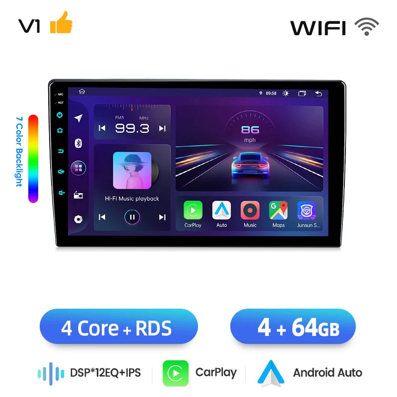 Junsun Android 15 Car Multimedia Player Touch Screen Head Unit Stereo Radio for Toyot alternate view