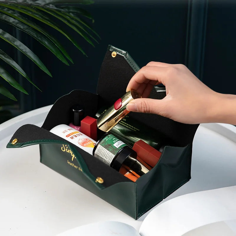 Leather Tissue Box Napkin Holder Car Tissue Box Home Living Room Holder Case Storag additional angle