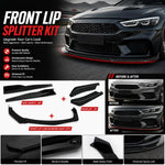 Universal 5 Piece Front Bumper Lip Splitter Kit For Car PP Black Front Spoiler Side Skirt Extension Racing Body Kit