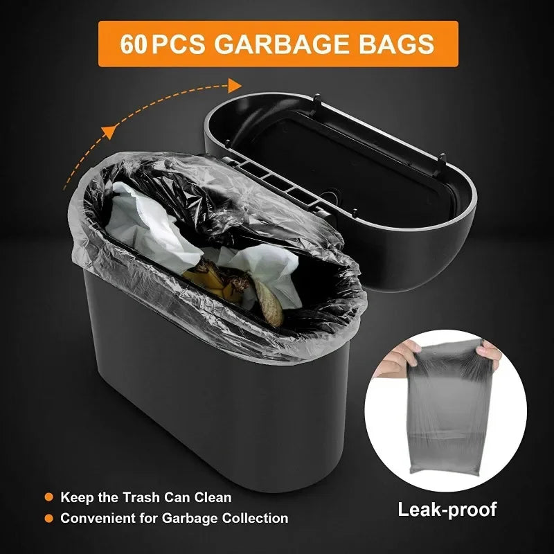 Black Square ABS Hanging Car Trash Can with Lid lifestyle view