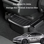 Armrest Rear Storage Box For Tesla Model YL 6-Seats 2026 TPE Center Console Under Air Vent Storage Case Trash Can Organizer Tray