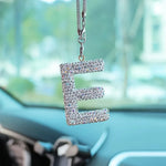 Letter Butterfly Knot Clay Car Interior Accessories Hanging Ornament Women's Rhinestone Car Rearview Mirror Pendant Drop