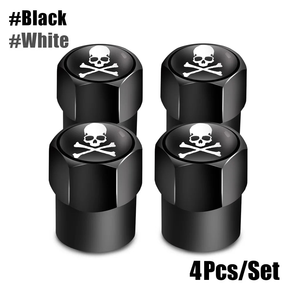 Red Skull Valve Stem Caps | 4-Pack Aluminum Alloy Tire Valve Covers for Cars, Trucks, alternate view