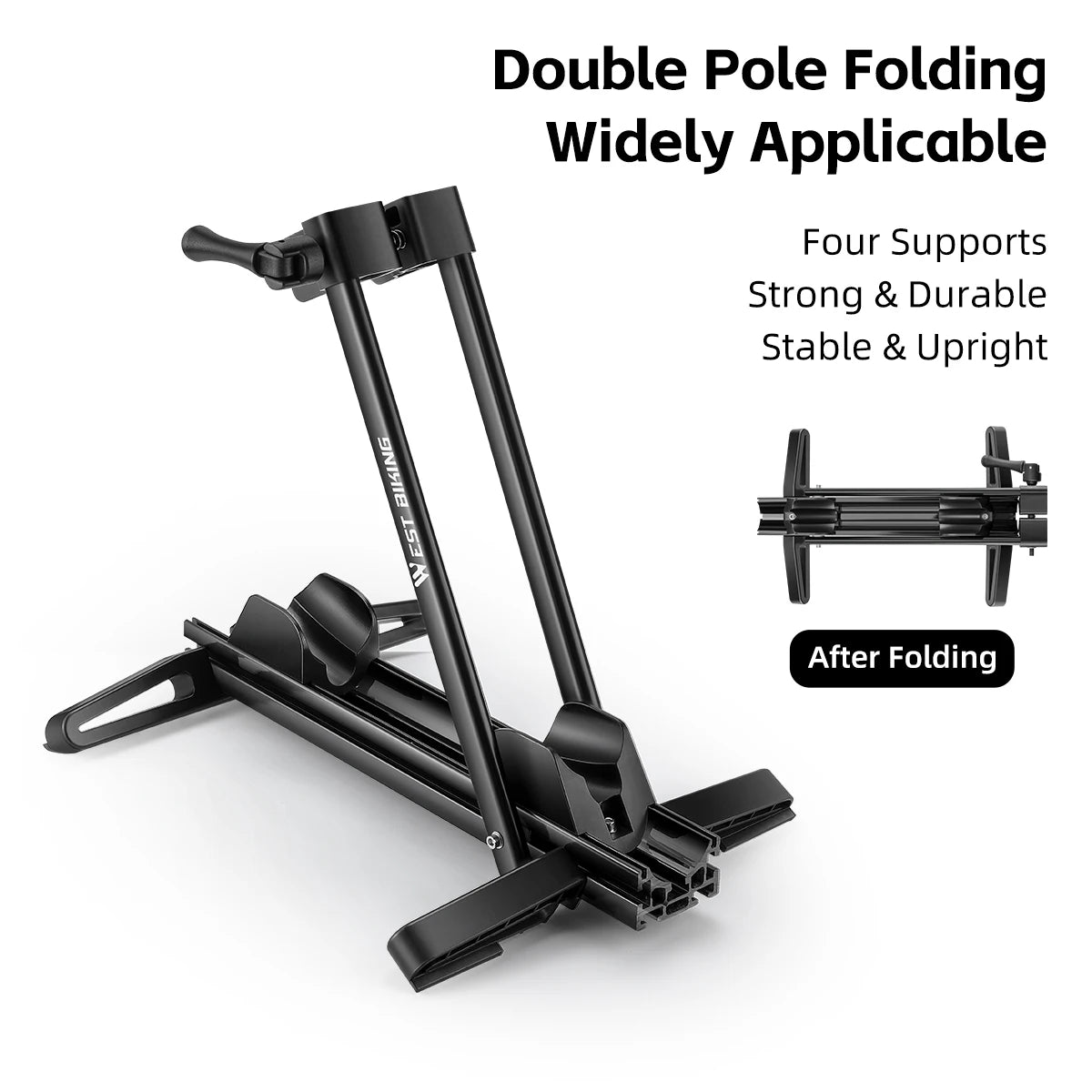 WEST BIKING Double Pole Bicycle Parking Stand | Foldable Indoor Bike Rack for 24-29 I alternate view