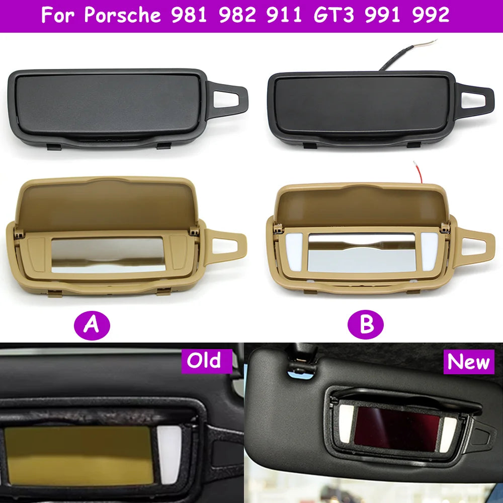 GT3 981 982 911 991 991 992 Car Front Left Right Sun Visor Vanity Mirror Cover For Porsche Boxster Cayman Carrera Traga