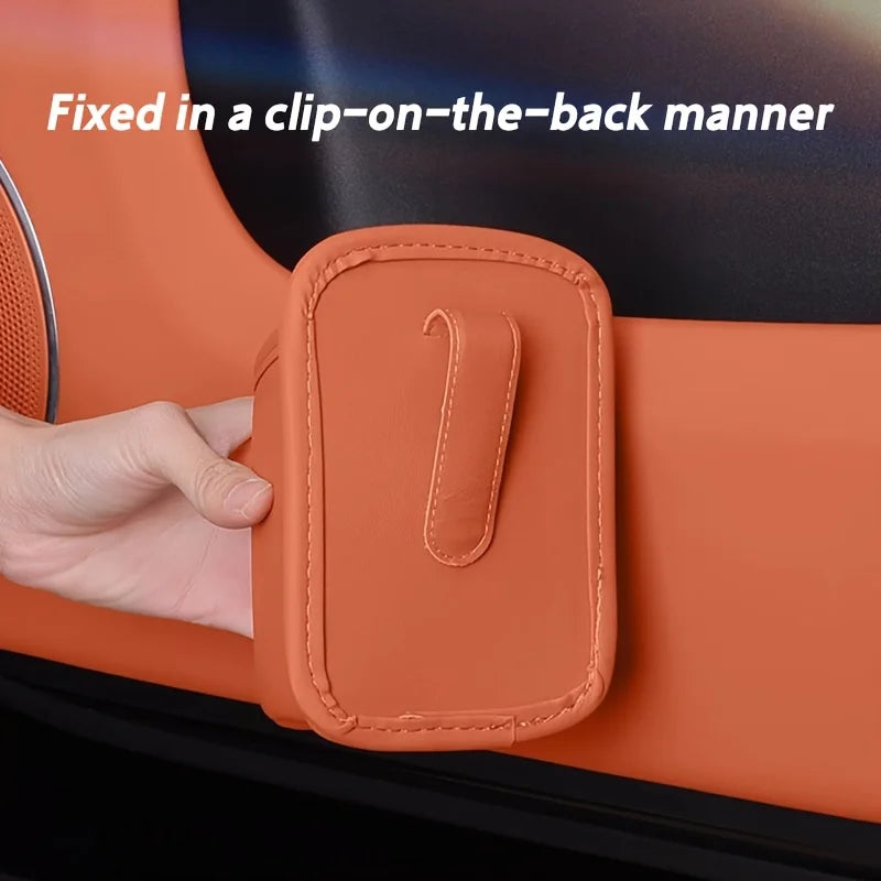 Faux Leather Car Cup Holder | Vehicle Water Cup Clip and Multifunctional Storage Box detail view