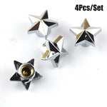 Pentagram Tire Valve Stem Caps 4-Pack | Universal Dust Covers for Schrader Valves close-up view