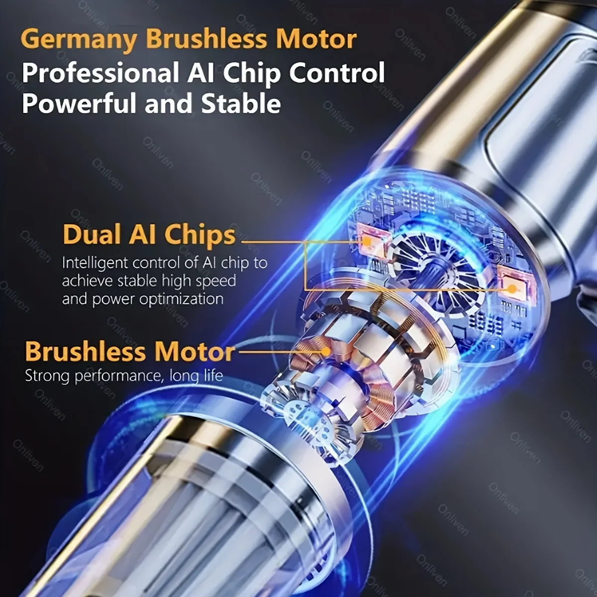 6 in 1 Car Vacuum Cleaner | Wireless Handheld Suction and Blower for Home and Auto close-up view