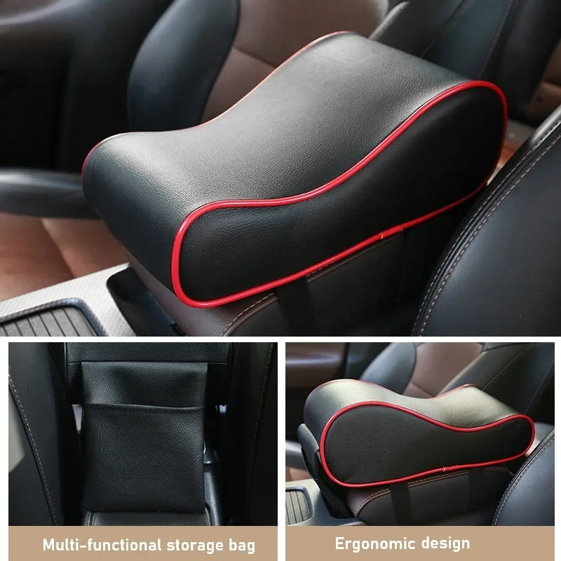 Ergonomic Soft Artificial Leather Car Armrest Pad Automotive Interior Center Console Box Protective Seat Cover with Curve Shape