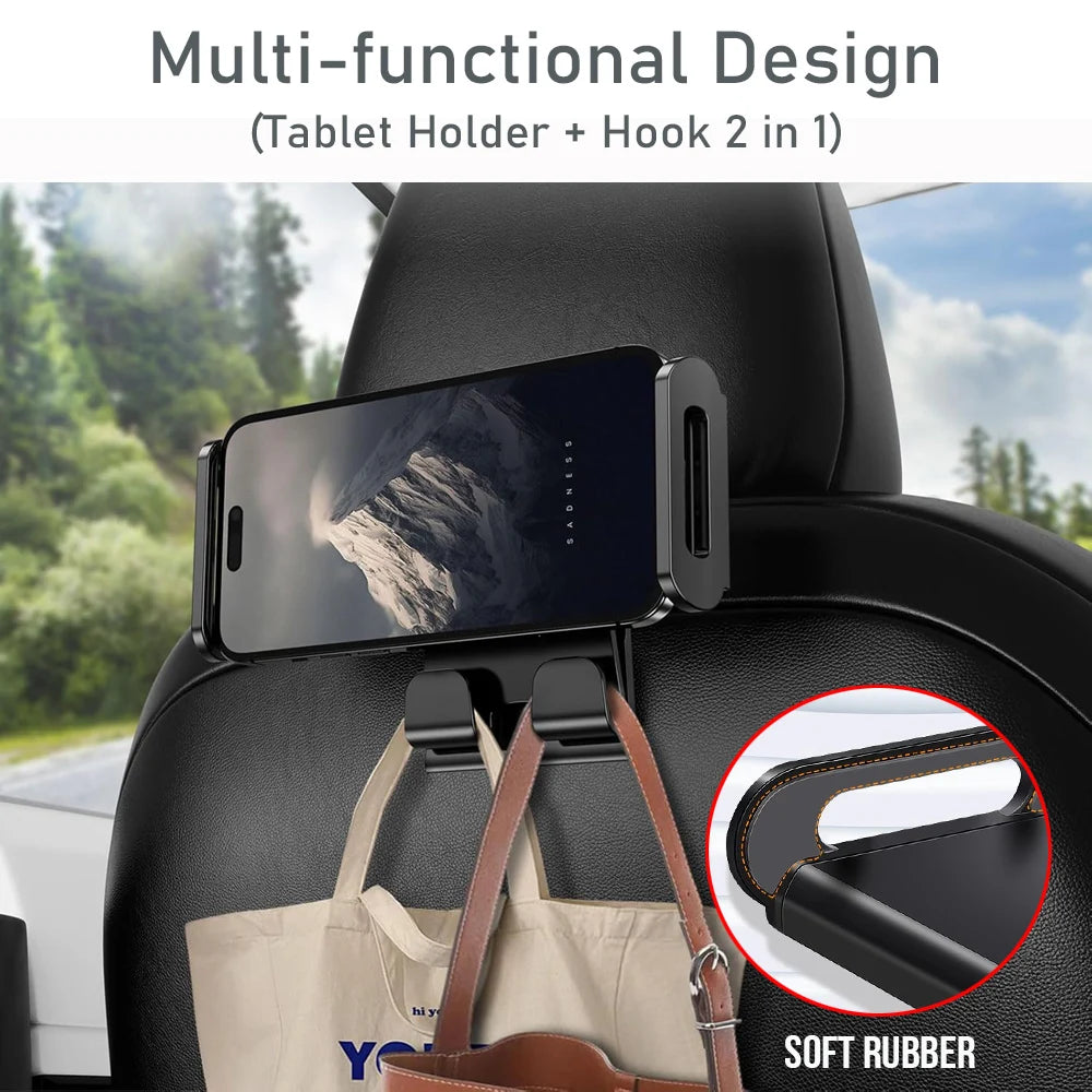 Headrest Tablet Holder for Tesla Model 3 Y Juniper | Back Seat Phone Mount with 360° lifestyle view