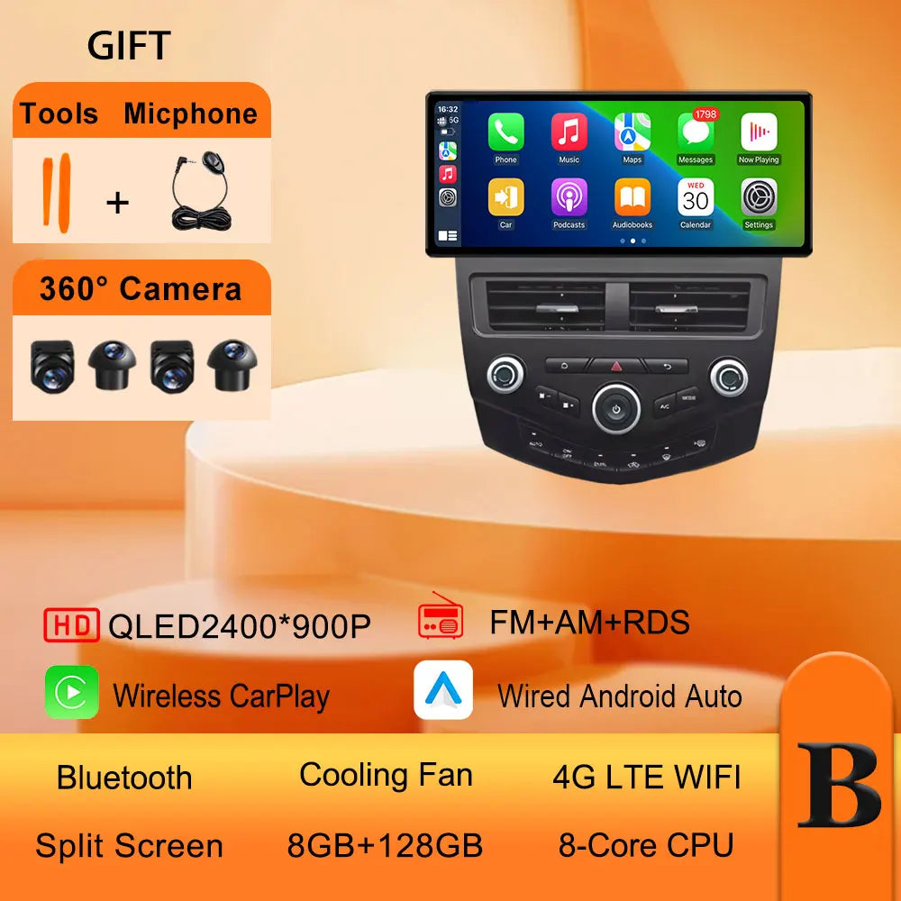 12.3 Inch Ultra-Thin Screen CarPlay Android Car Radio for Honda Accord 7 2004-2007 | lifestyle view