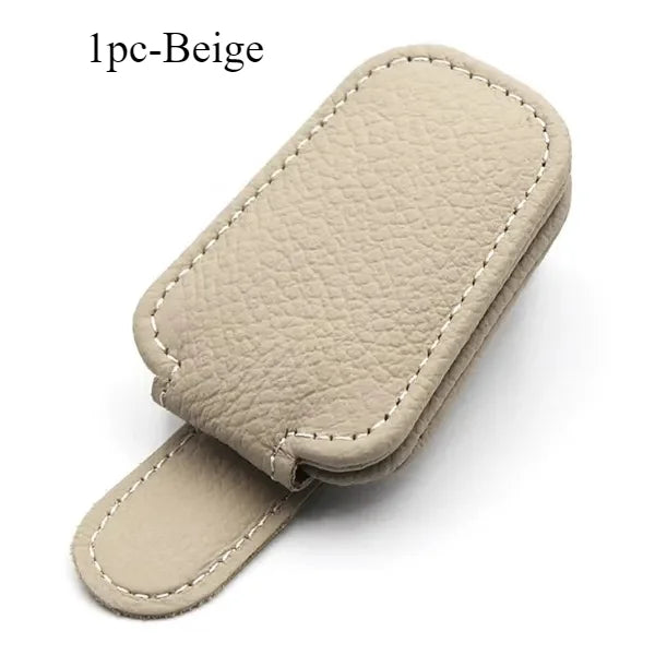 Car Sunglasses Holder Car Magnetic Leather Clip Card Ticket Holder Auto Sun Visor G additional angle