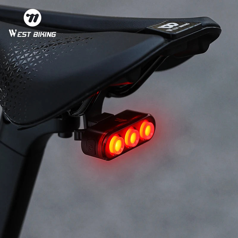 WEST BIKING Bicycle Rear Light Multi LED IP66 Tail Light Auto Start/Stop Brake Sensing Long Enduranc
