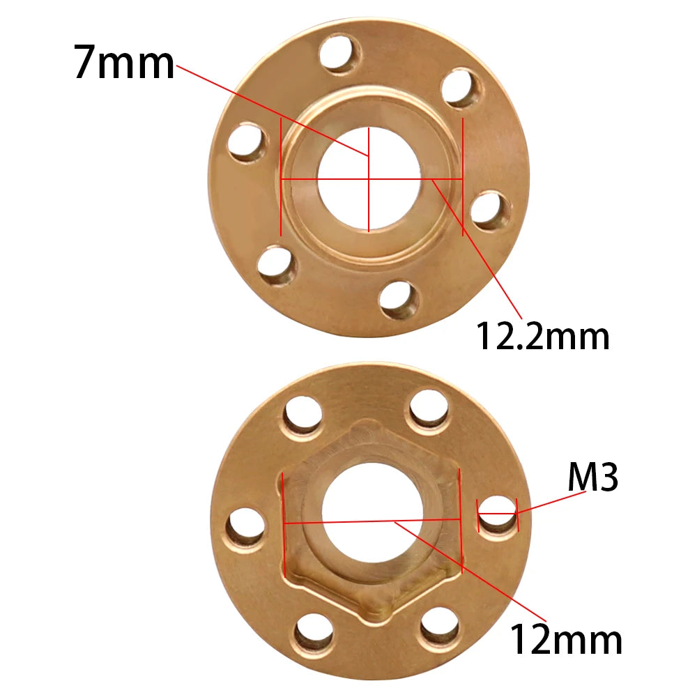 Brass Weights 12mm Wheel Hex Hub Widen Adapter for 1/10 RC Crawler 1.9 2.2Inch Wheels alternate view