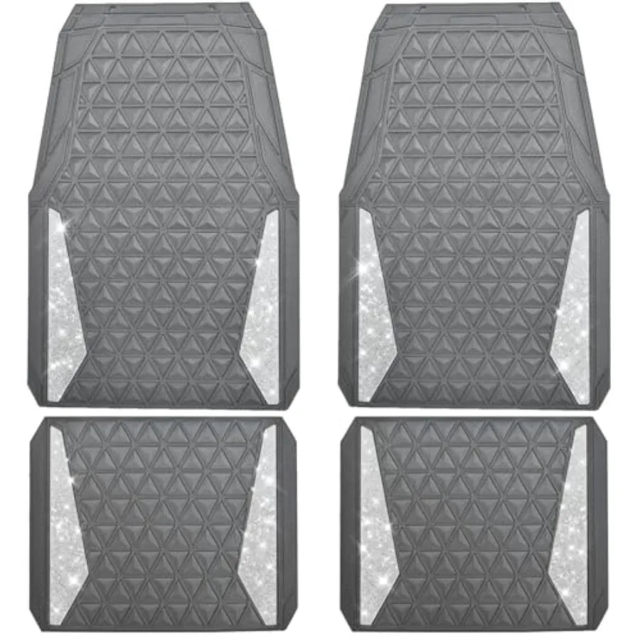 Dazzle Glitter Car Floor Mats | 3D Rhombus, Anti-Slip, Waterproof, Universal Trim Fit