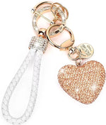 Clay Diamond Full Diamond Love Key Chain Studded Leather Rope Heart-shaped Car Bag additional angle