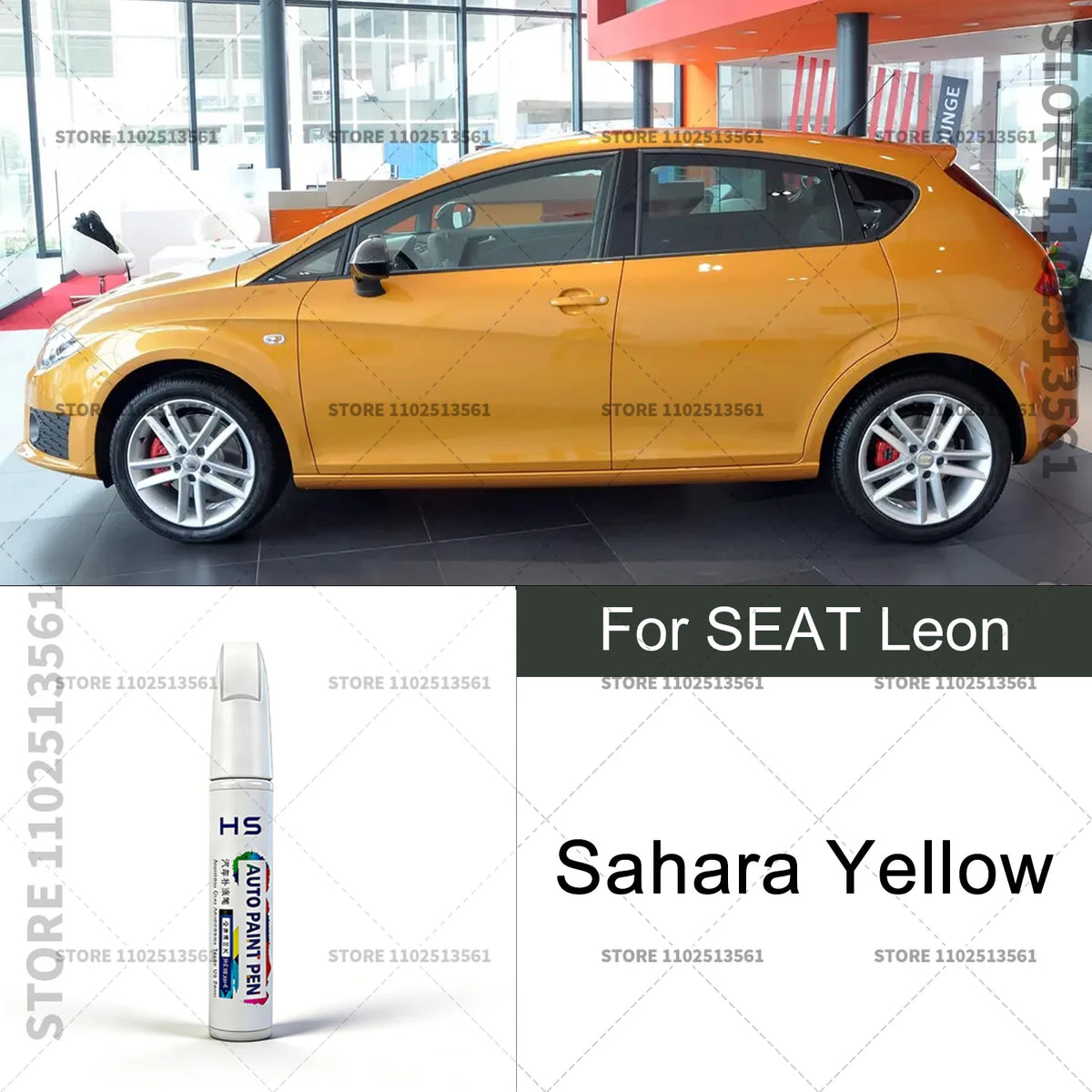 For SEAT Leon Red Silver Blue Gray Yellow White Snow White Car Paint Repair Pen Touch close-up view