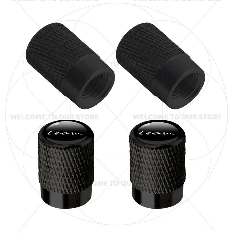 For Leon Racing Flag Emblem 5F MK2 MK3 FR VZ5 Race Flag 4Pcs Aluminum Car Tire Valve lifestyle view