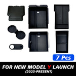 TEKSY For Tesla New Model Y 2025 Launch Juniper Teslajuniper ABS with Silicone Non-slip Mat Console & Armrest Storage Box Upper