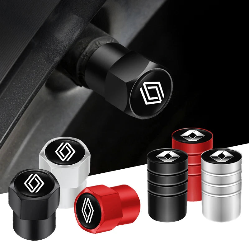 4Pcs Aluminum Alloy Tire Valve Stem Caps for Renault Models | Dust-Proof Car Tire Accessories