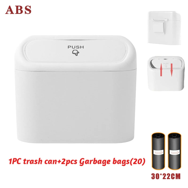 Hanging Car Trash Can Car Flip Top Trash Can Interior Trash Storage ABS Trash Can with L detail view