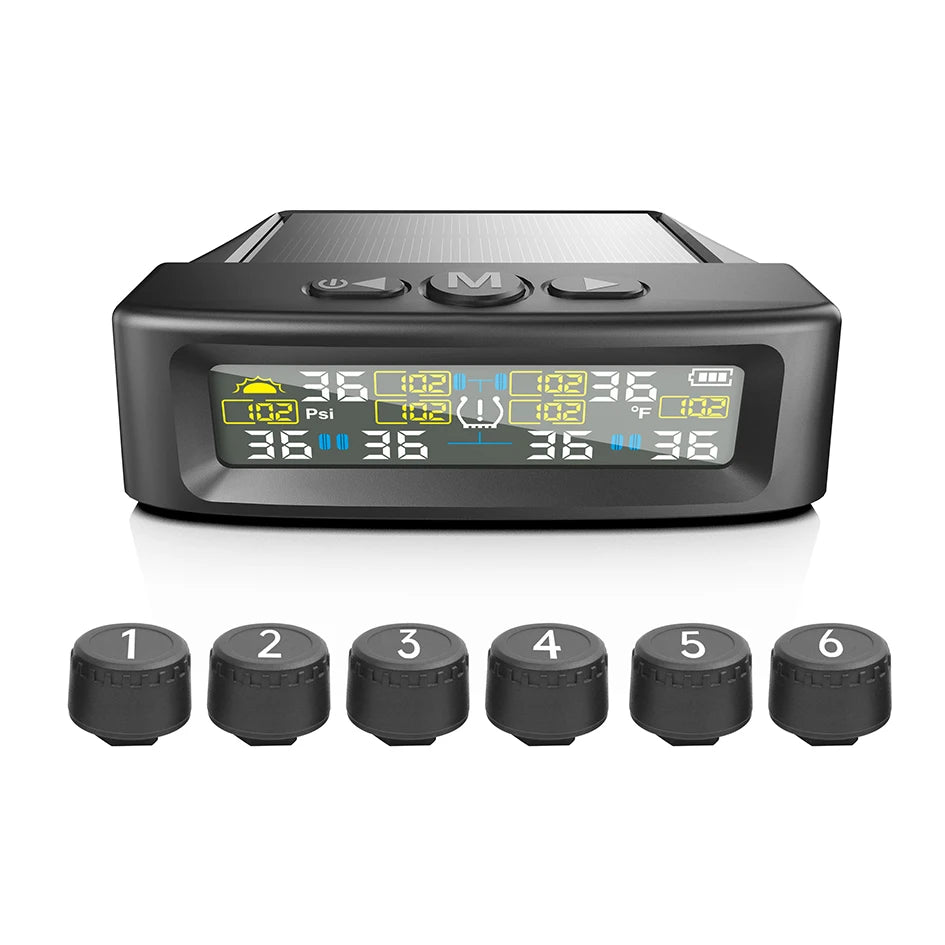 Tire Pressure Monitoring System | 6 Sensor Solar TPMS for Truck RV Bus