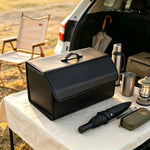 Storage Box PU Leather Multipurpose Collapsible Car Trunk Storage Organizer Car Trunk close-up view