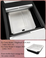 Storage Box for Tesla Model Y Juniper 2025 Accessories Center Console Armrest Storage close-up view