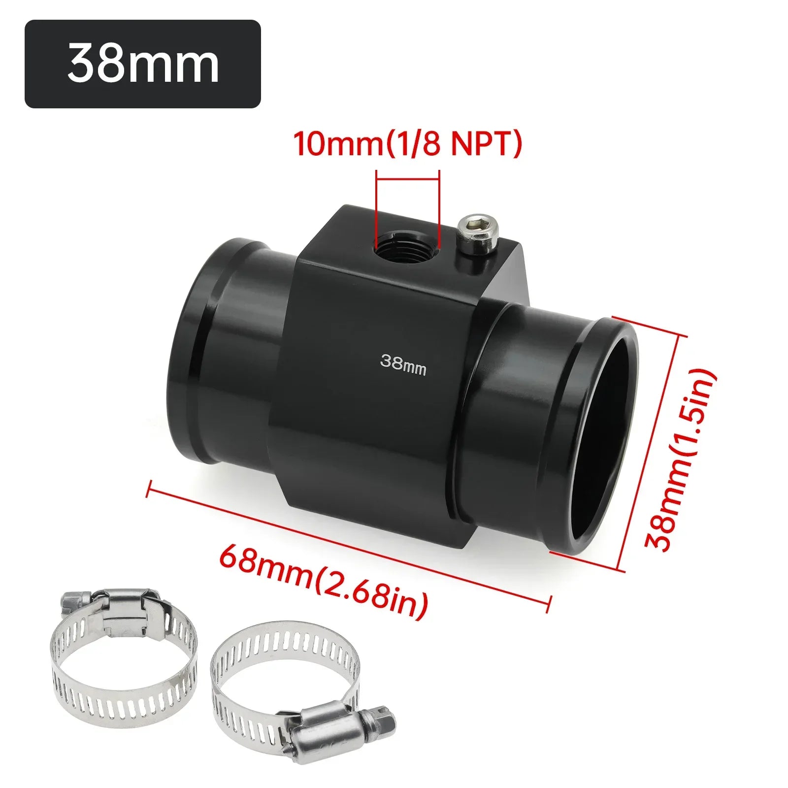 Water Temperature Sensor Adapter | Radiator Hose Gauge Adapter for Car Boat additional angle