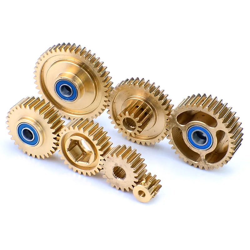 RC Truck Metal Brass Gearbox Gear Set for 1/14 Tamiya SCANIA 770S R620 VOLVO 3363 1851 close-up view