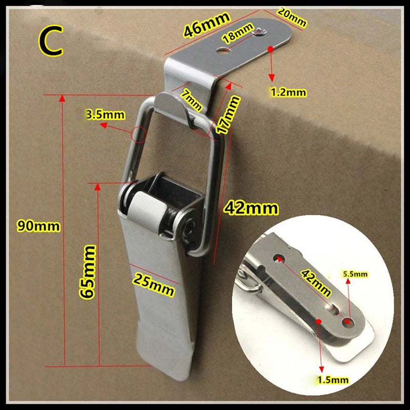 90 Degree Duck Mouth Toggle Latch Spring Loaded Hasp Lock Wooden Case Box Fastening Clip detail view