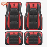 2D Flat 4-Piece Red Y-Shaped Car Carpet Set, Durable Polyester, Universal Fit for Sedans and SUVs, P