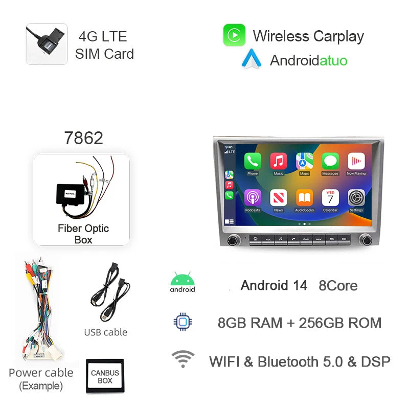 9 Inch Android 14 Car Radio GPS Navigation | For Porsche Cayman 911 987 Boxster 997 20 close-up view
