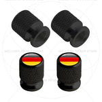 4Pcs Aluminum Motorcycle Car Tire Valve Caps with Germany France Italy Flag Emblems additional angle