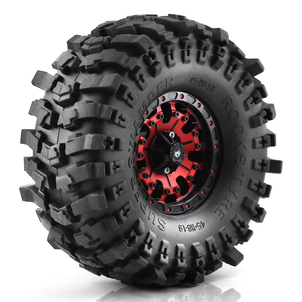 Milky White Soft Rubber 1.9 Crawler Tires 118x45MM 1:10 RC close-up view