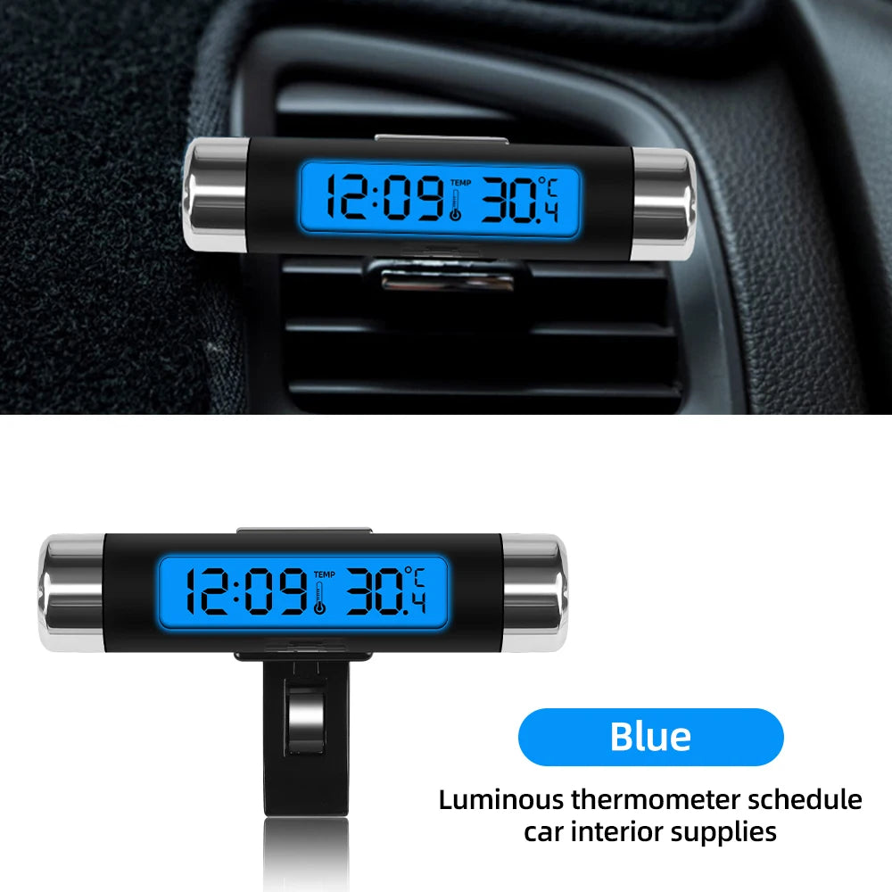 Car Digital LCD Clock and Temperature Display with Blue Backlight | Car Dashboard The alternate view
