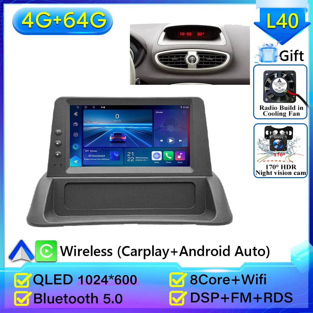Carplay for Renault Clio 3 2005-2014 | Android 16 GPS Navigation Car Radio with 2K Sc alternate view