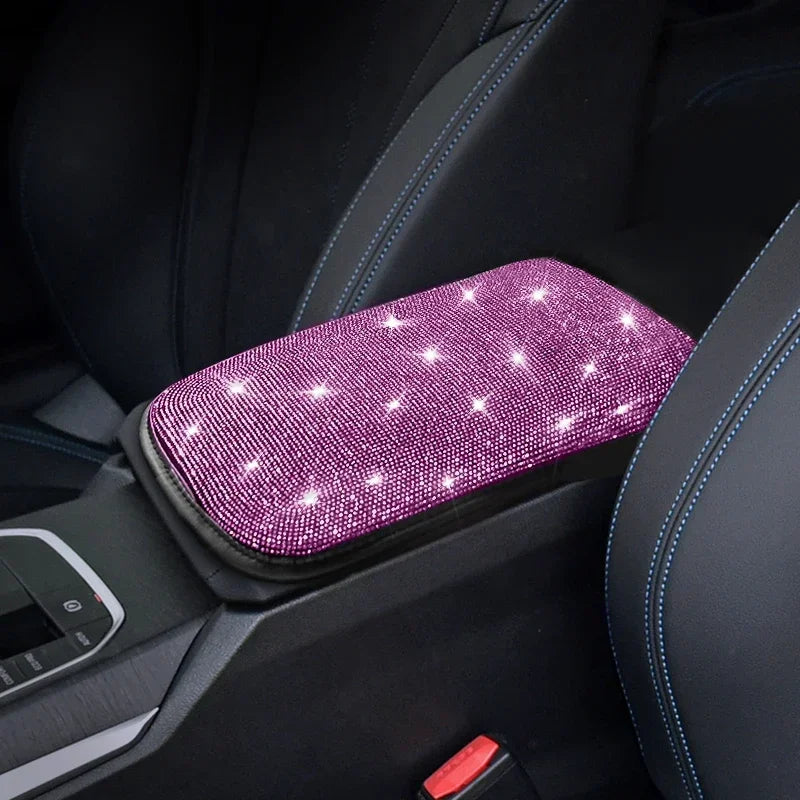 Bling Car Armrest Cover Auto Center Console Protective Cover Crystal Rhinestone Arm R lifestyle view