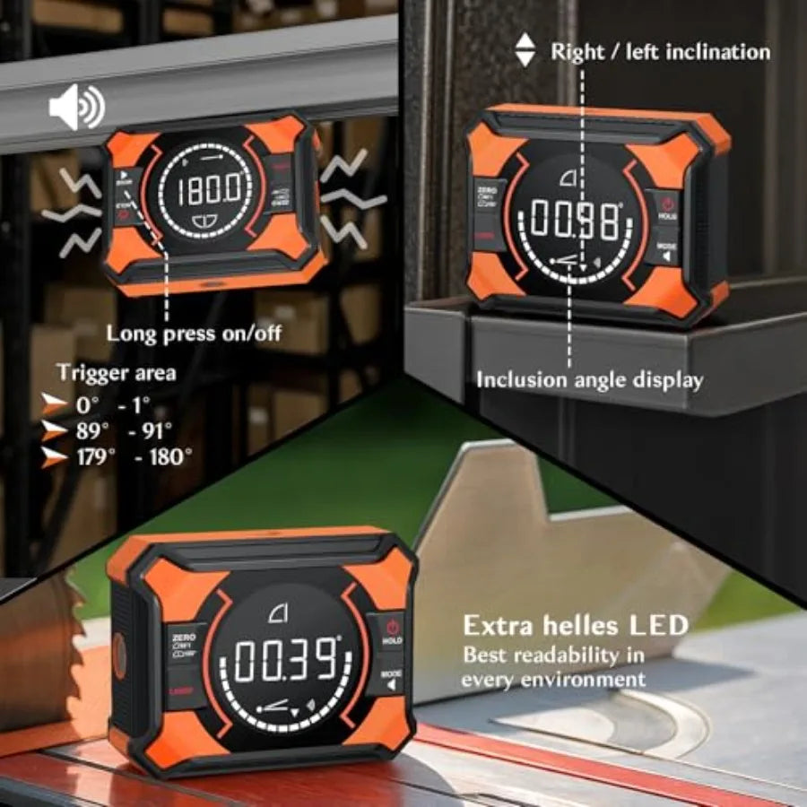 Rechargeable Digital Angle Finder with Laser and Magnetic Base | Electronic Inclino additional angle