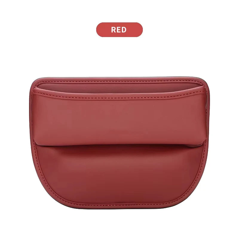 Car Seat Gap Organizer Storage Box Nappa Leather Multifunction Universal Crevice Side close-up view
