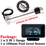 2 IN 1 LCD Car Voltmeter and Fuel Level Gauge | 0-190 Ohm Fuel Float Sensor for Auto alternate view