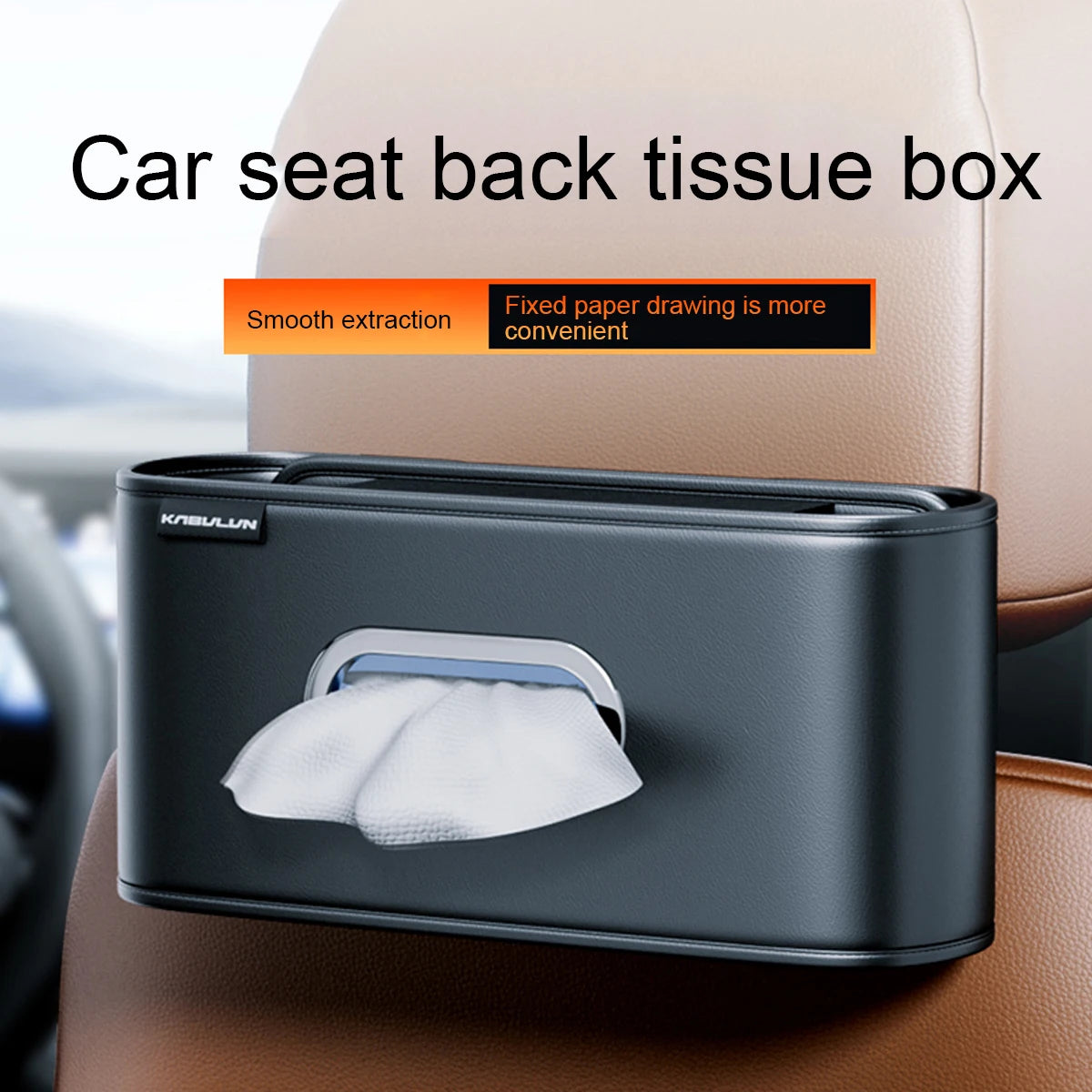 1pc Car Tissue Box, Vehicle-mounted Tissue Box, Car Tissue Dispenser, Multi-functional Elastic Band Leather, for Center Console