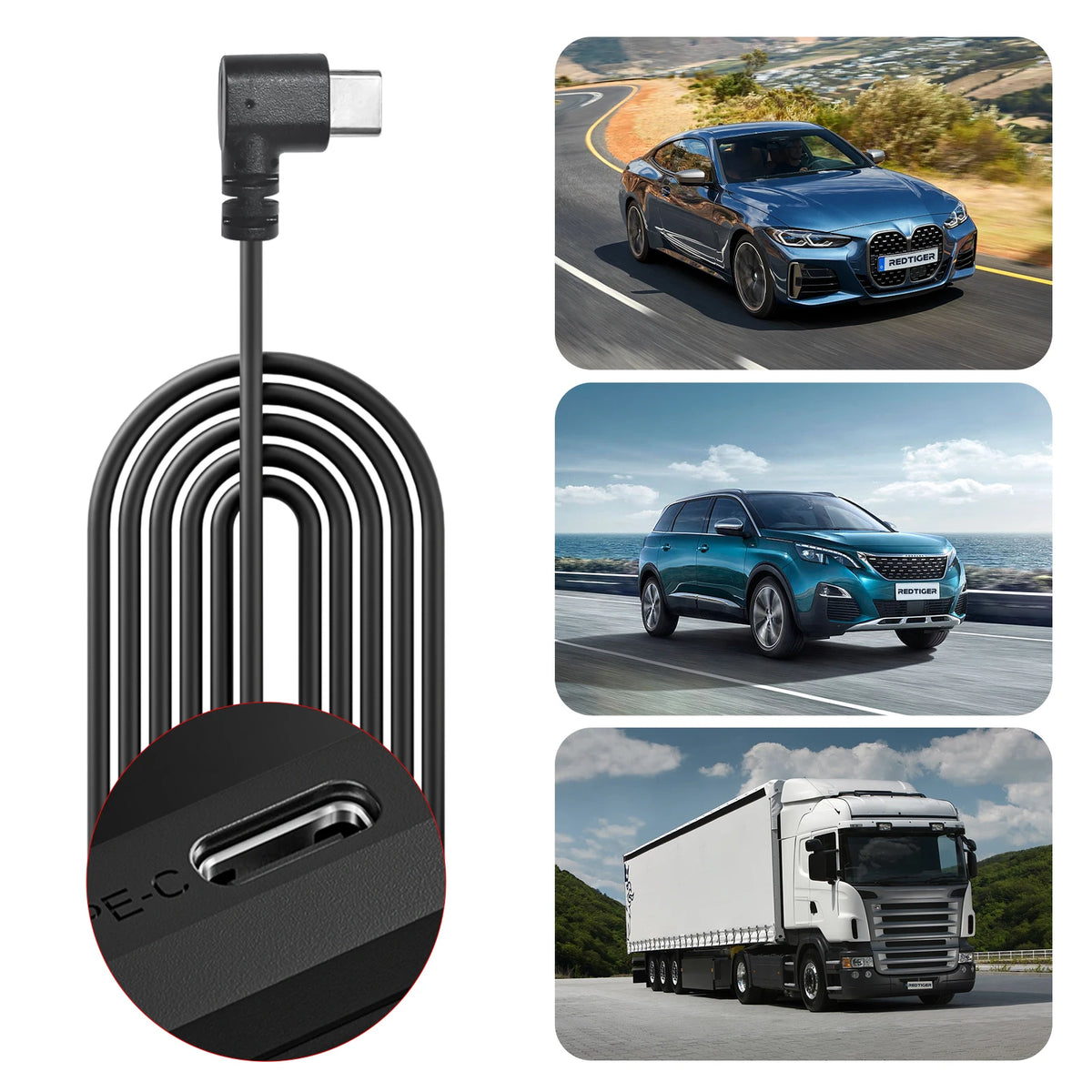 REDTIGER Dash Cam Hardwire Kit USB C PortCar DVR Record Charger Cable Kit 12V- 24V To 5V 4 Fuse Kit