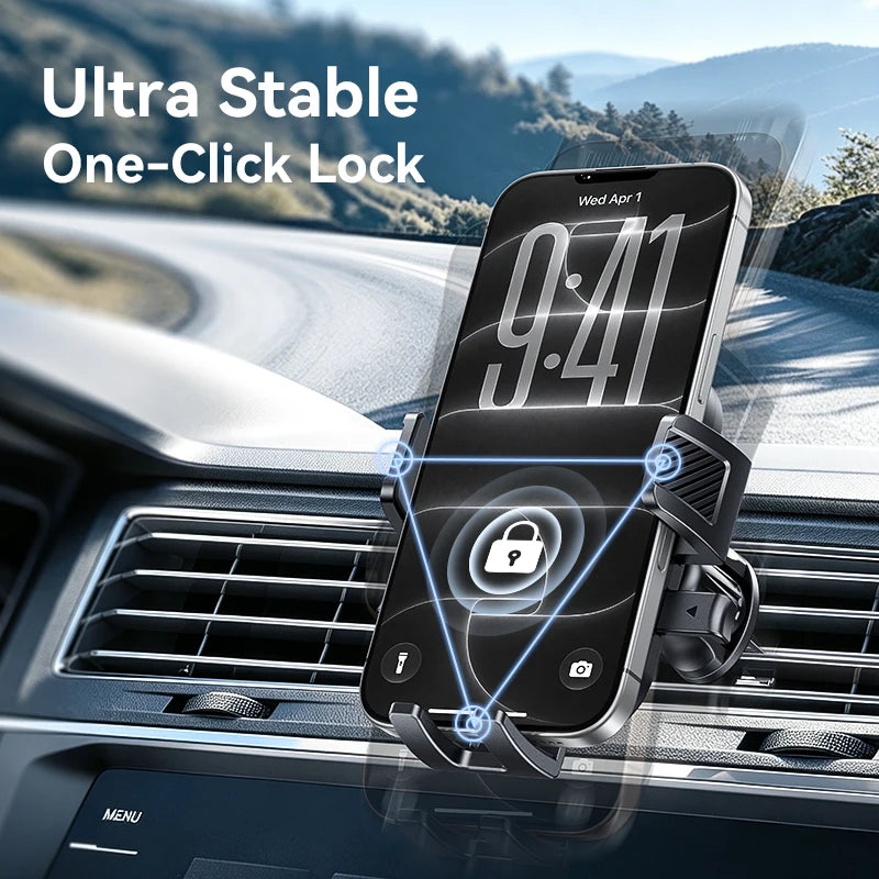 Car Phone Holder 360 Rotating Air Vent Mount One Click Lock